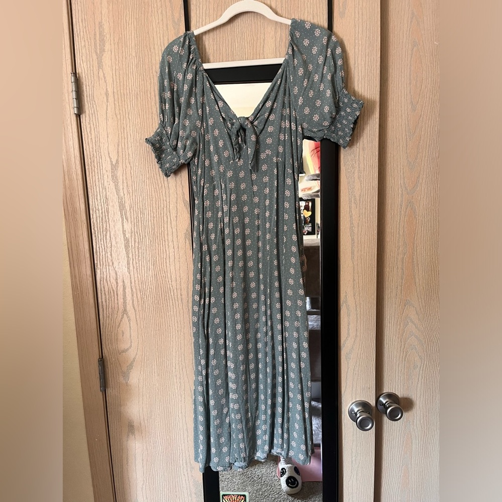 Teal Midi Floral Dress